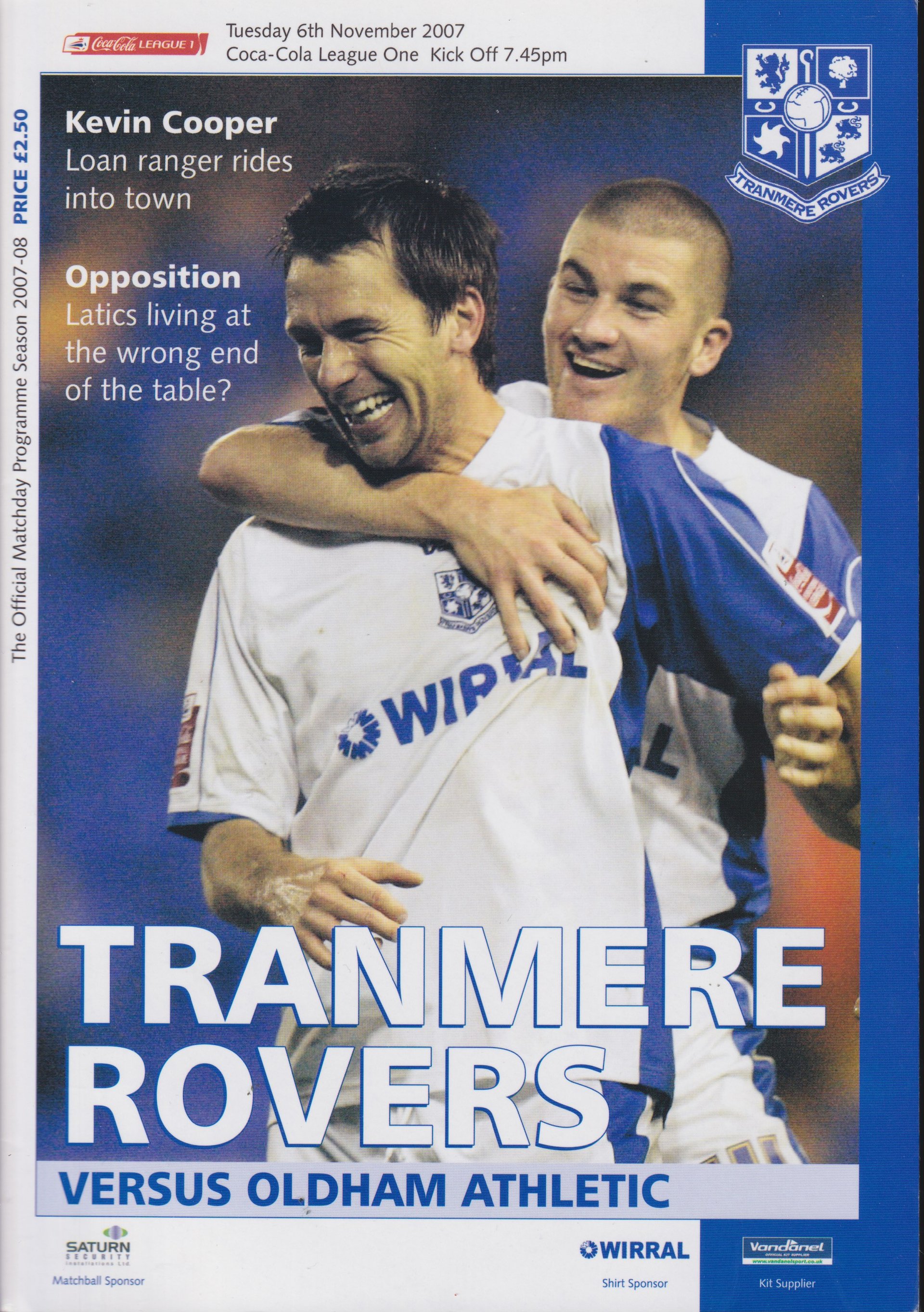 Tranmere Rovers v Oldham Athletic match programme